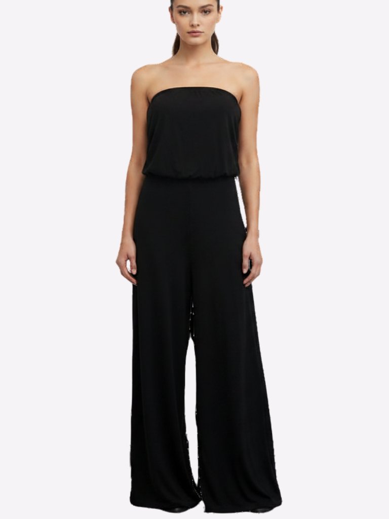 Grace Karin Black Jumpsuit Strapless Playsuit Womens Sz Medium Party Cocktail